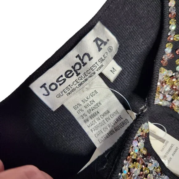 Vtg 90s Medium Sweater Black Sequin Silk Blend Keyhole Glam Sexy NOS Joseph A - Picture 4 of 7